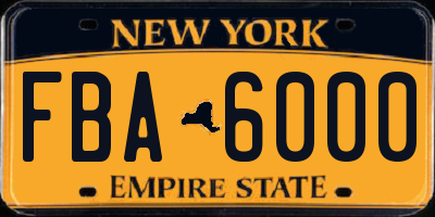 NY license plate FBA6000