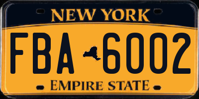 NY license plate FBA6002
