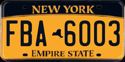 NY license plate FBA6003