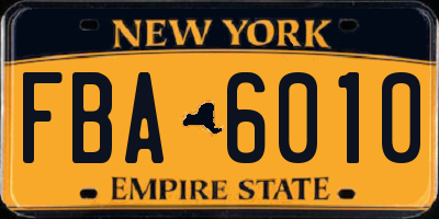 NY license plate FBA6010