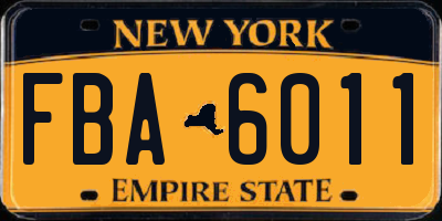 NY license plate FBA6011
