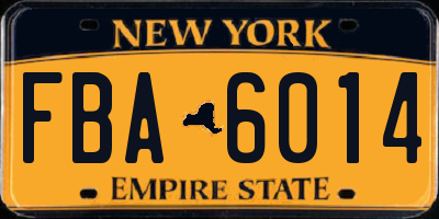NY license plate FBA6014