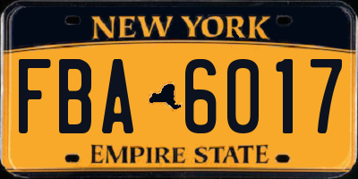 NY license plate FBA6017