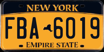 NY license plate FBA6019