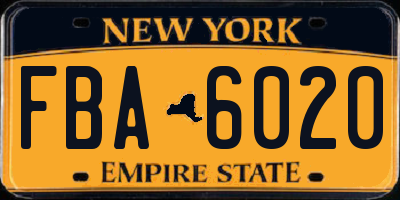 NY license plate FBA6020