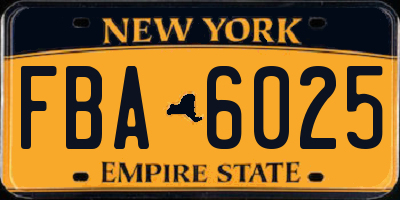 NY license plate FBA6025