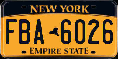 NY license plate FBA6026