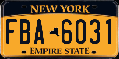 NY license plate FBA6031
