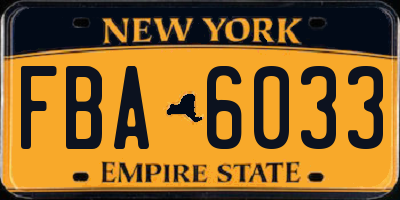 NY license plate FBA6033