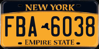 NY license plate FBA6038