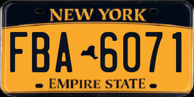 NY license plate FBA6071