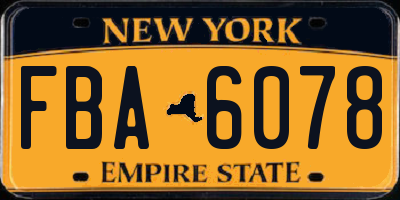 NY license plate FBA6078