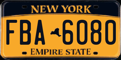 NY license plate FBA6080