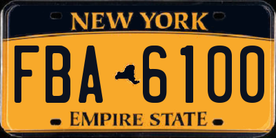 NY license plate FBA6100