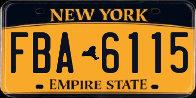 NY license plate FBA6115