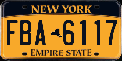 NY license plate FBA6117