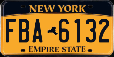NY license plate FBA6132