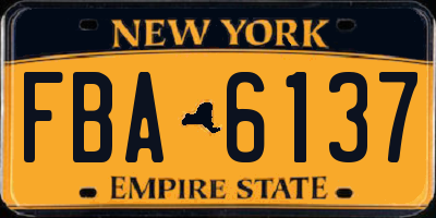 NY license plate FBA6137