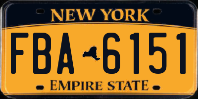 NY license plate FBA6151