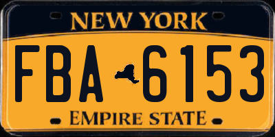 NY license plate FBA6153