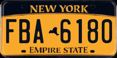 NY license plate FBA6180