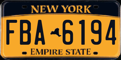 NY license plate FBA6194