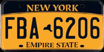 NY license plate FBA6206
