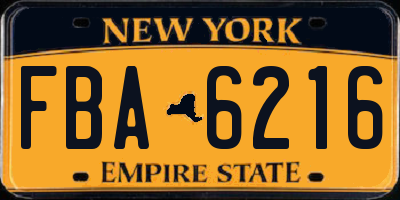 NY license plate FBA6216