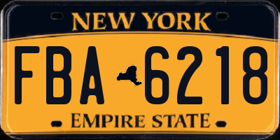 NY license plate FBA6218