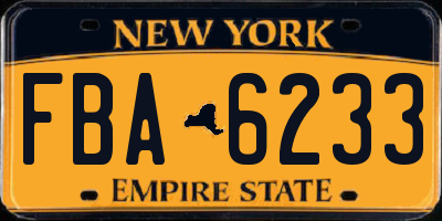NY license plate FBA6233