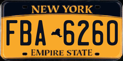 NY license plate FBA6260