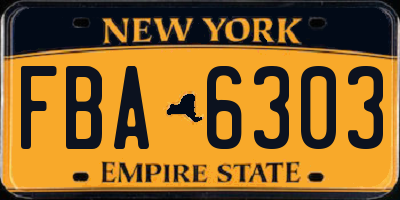 NY license plate FBA6303