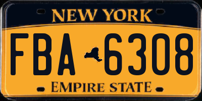 NY license plate FBA6308