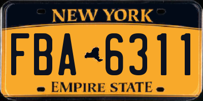 NY license plate FBA6311