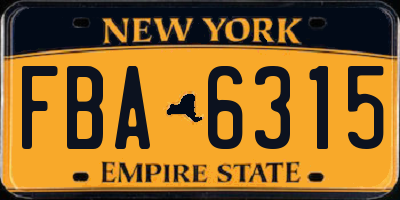 NY license plate FBA6315