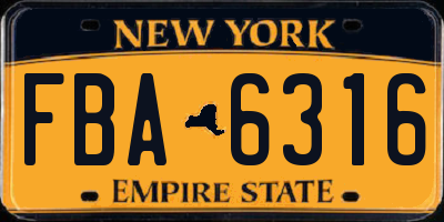 NY license plate FBA6316