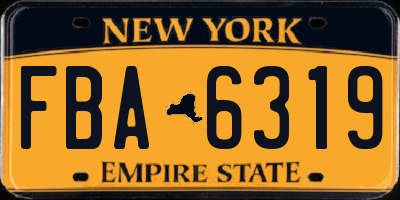 NY license plate FBA6319
