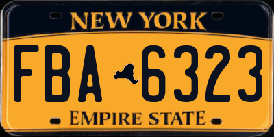 NY license plate FBA6323