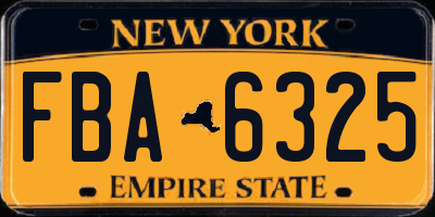 NY license plate FBA6325
