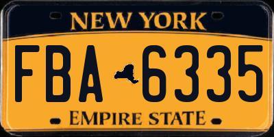 NY license plate FBA6335