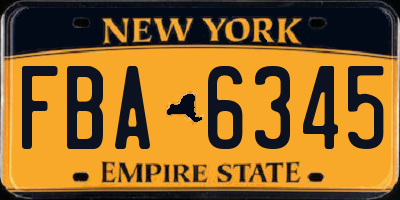 NY license plate FBA6345