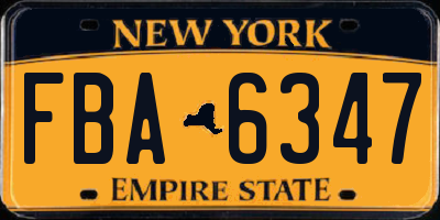 NY license plate FBA6347