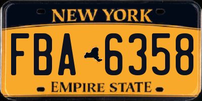 NY license plate FBA6358