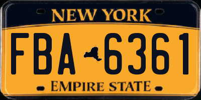 NY license plate FBA6361