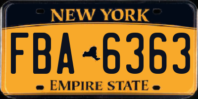 NY license plate FBA6363