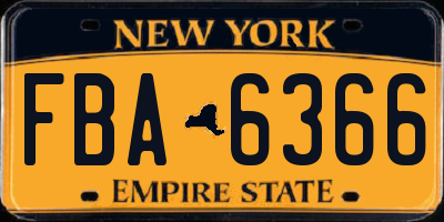 NY license plate FBA6366