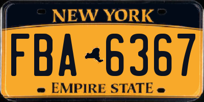NY license plate FBA6367