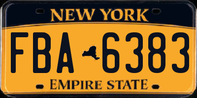 NY license plate FBA6383