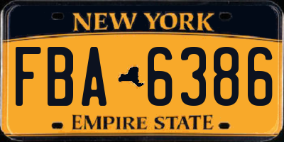 NY license plate FBA6386
