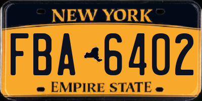 NY license plate FBA6402